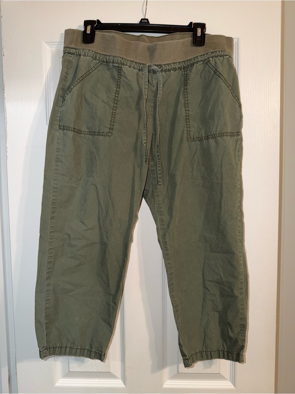 Olive Green Utility Jogger Capri Pants Drawstring Waist Y2K